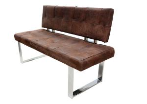 China Leathaire Technical Upholstered Dining Bench , Chrome Dining Bench Glossy Leg factory