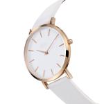 Ultra Thin 3atm Womens Metal Watches White Genuine Leather Strap
