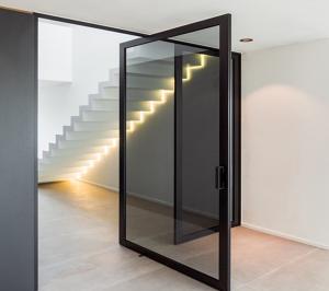 China Windproof Aluminium Frame Glass Door Modern Interior Anodized Fluorocarbon Paint factory