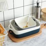 White Glaze Ceramic Baking Dishes Rectangle Shape For Hotels Restaurants