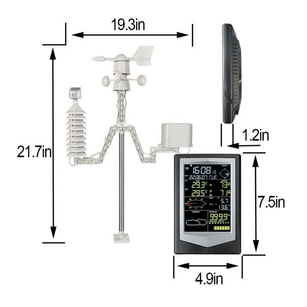 Digital Color Screen Wireless Weather Station Indoor Temperature Humidity Wind