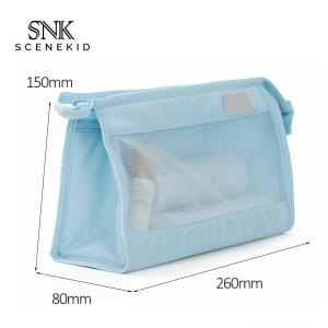 China Eco-Friendly Promotional Zipper Transparent Polyester Mesh Cosmetic Bag factory