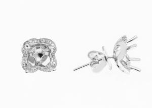 China 14K White Gold Semi Mount Jewelry Earring With 0.68ct 1.5mm Natural Diamonds factory