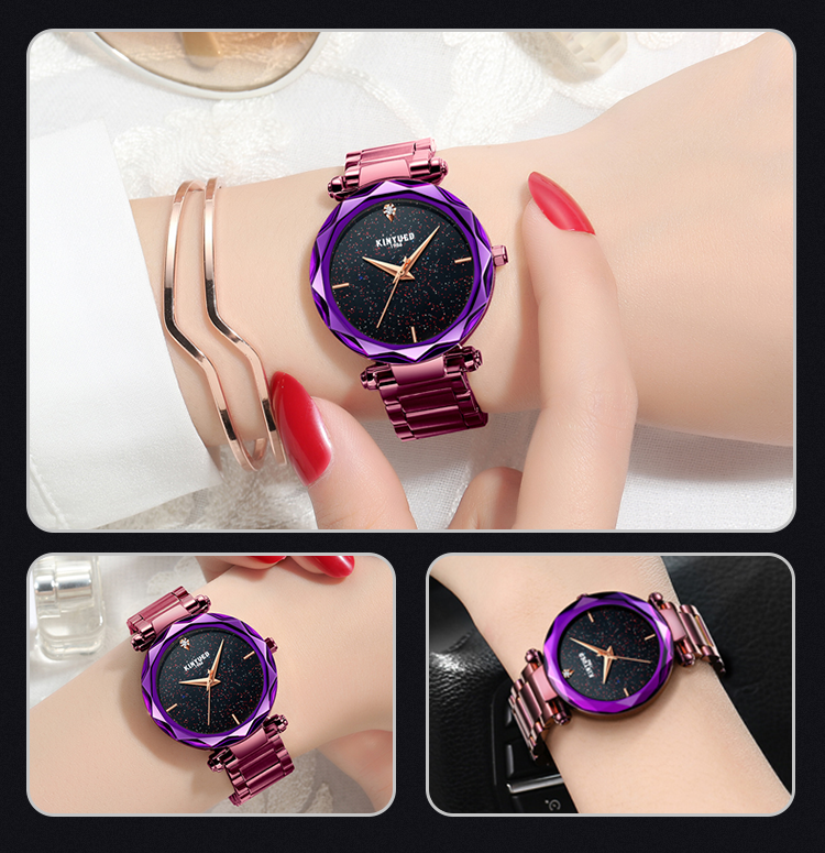 KINYUED Bracelet High Quality Quartz Movement Watches Fashion Sky Starry Stainless Steel Ladies watch.