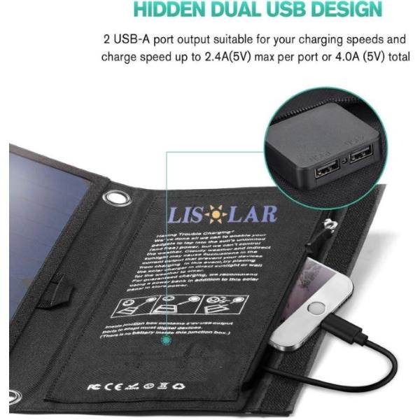 Portable Solar Bag Charger 36V 20W Folding Solar Panel For On The Go Charging