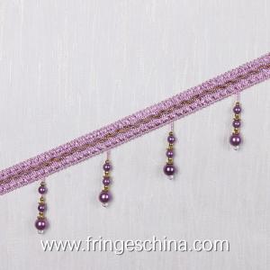 China Handmade fashionable chain beads lace tassels fringes for curtain/sofa/pillow decoration factory