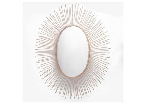 China Gold Sunburst Wall Mountable Mirror Oval Sunburst Decoration Metal Frame Distressed Look factory