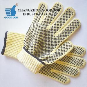 China Aramid Fiber Cut Resistant Work Gloves Level 5 Coated With PVC Dots factory