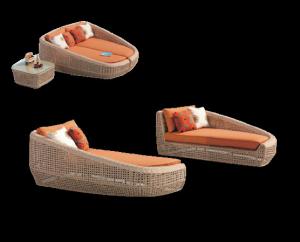 China Outdoor rattan furniture rattan double daybed with 2 single daybeds---6085 factory