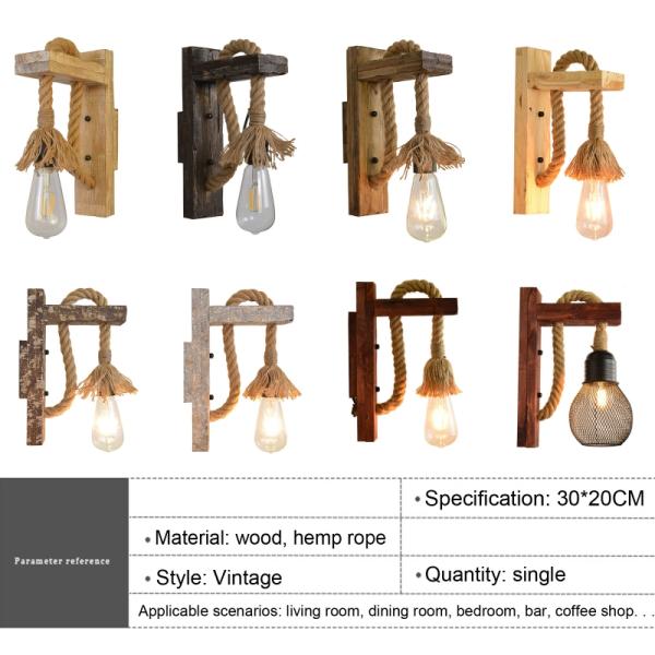 Vintage Wooden Wall Light for Restaurant Coffee Shop Decor rope wall lamp (WH-VR-51)