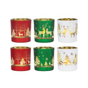 China Customized Frosted Glass Candle Holder For Christmas factory