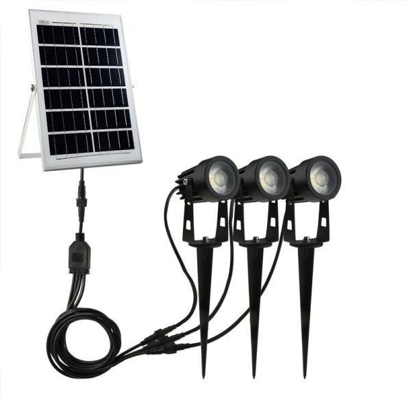 3*5w led outdoor waterproof landscaping ground smartyard triple lampheads solar