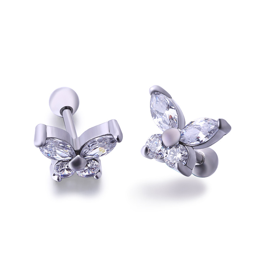 New design korea style butterfly zircon stud earrings for girls