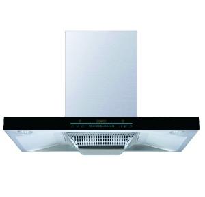 China Sky Blue Glass Stainless Steel T Shape Chimney Hood Electric 183W Low Noise Wall Mounted Kitchen Range Hood factory