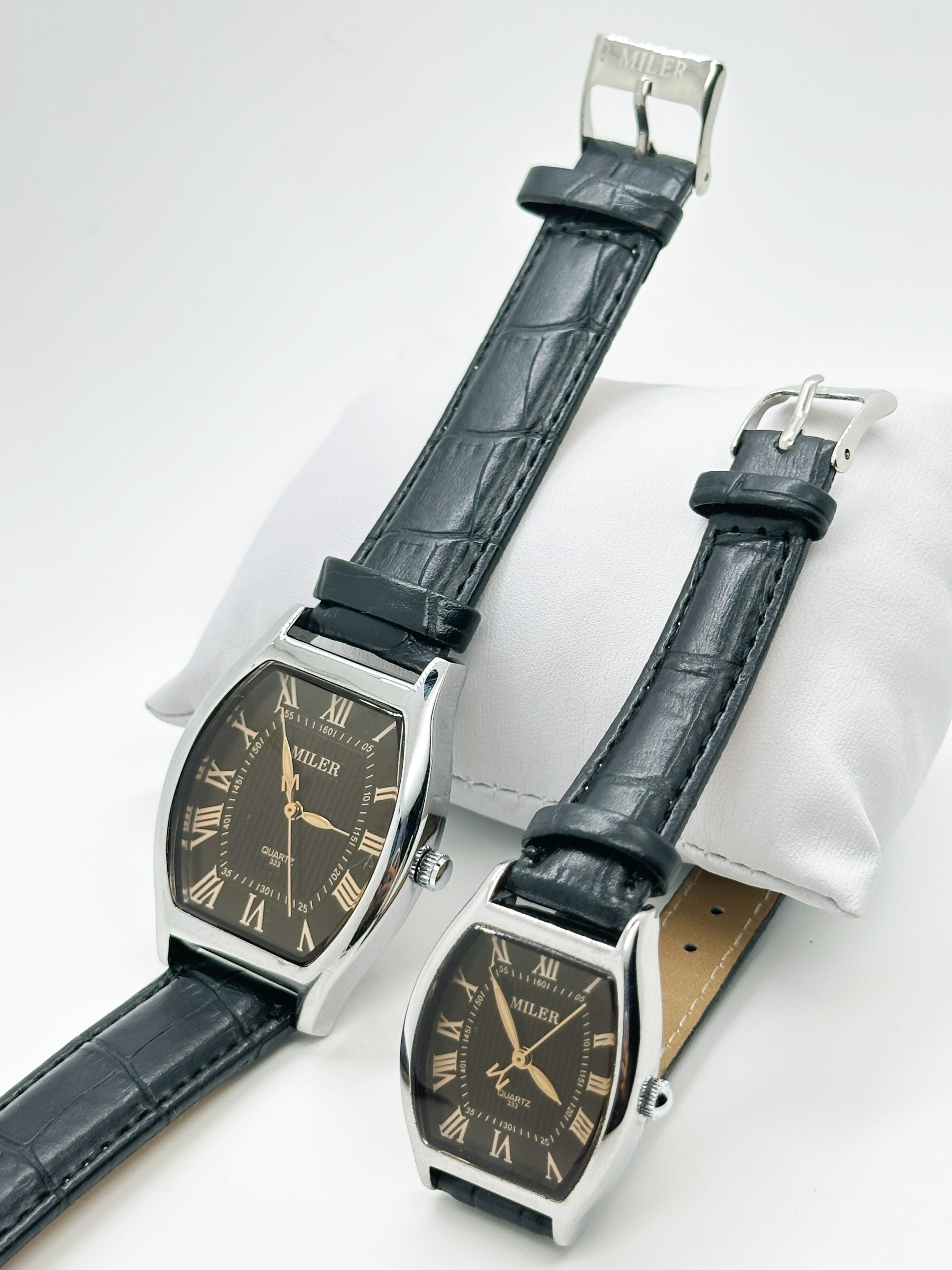 Stainless Steel Oval Dial Luminous Couple Wrist Watch 30m Water Resistant