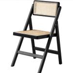 Solid Wood Rattan Frame Natual Rattan Dining Chair Folded Yes for Events in