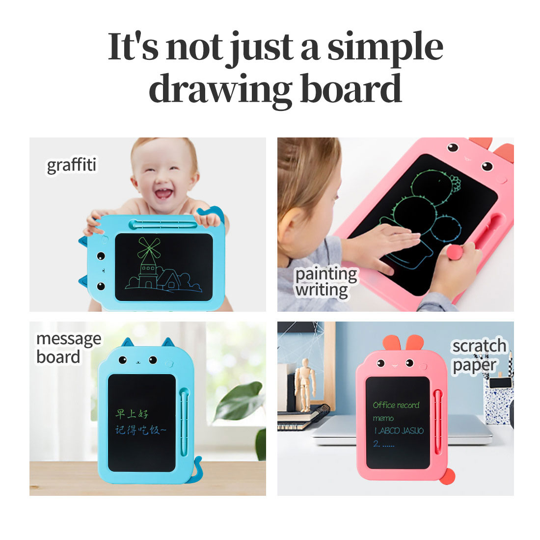 Colorful Toddler Doodle Board Educational Toy with Erasable Reusable Drawing Tablet