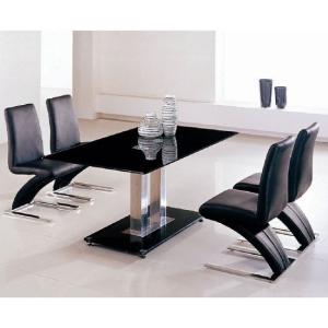 China new black glass rectangle dining set factory