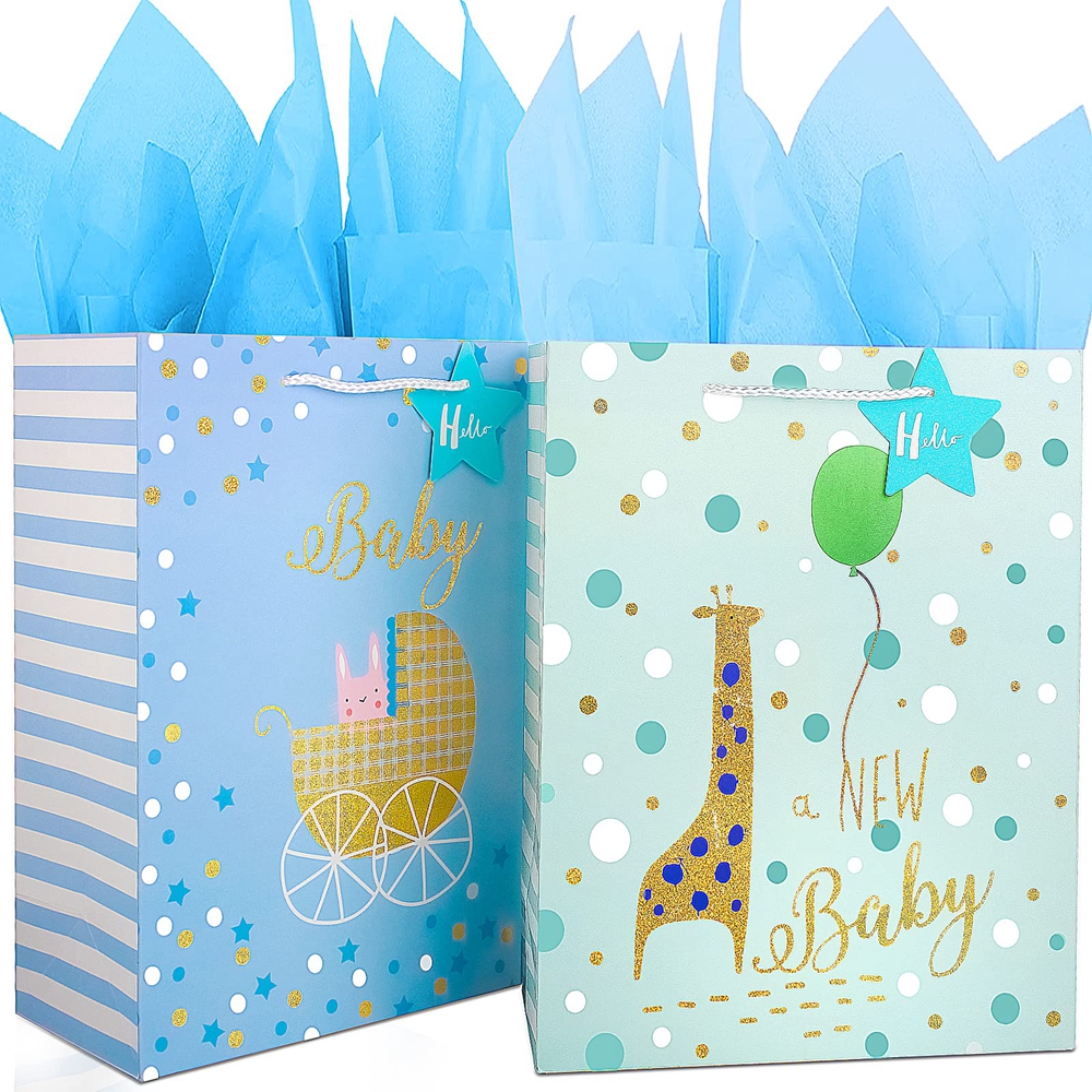 Extra Large High End Reusable Cute Cartoon Baby Gift Tote Packaging Shopping Paper Bag