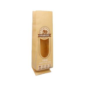 China 32x21x10 Printed Kraft Loaf Packing Bread Bags Bread Packaging Paper Bags With Window factory