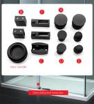 Round Tray Shape Black Sliding Shower Door Kit for 8-12mm Safe Glass Hardware