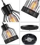 Industrial Vintage Pendant Lamps 3 X 40 W / Metal Caged Vintage Hanging Pendant