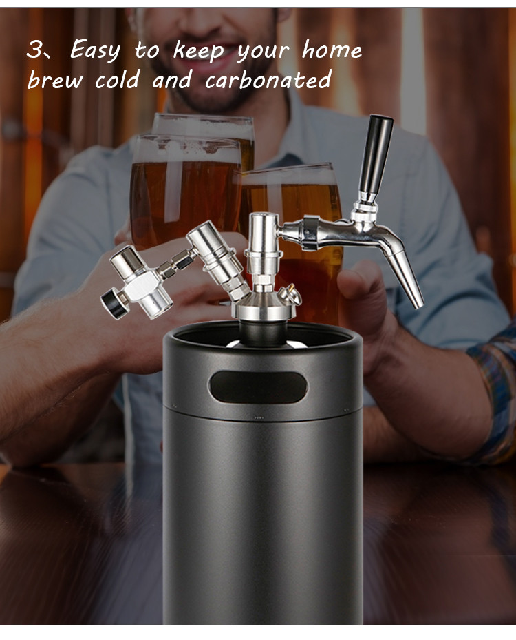 Adjustable Ball Lock Mini Keg , 5 Liter Draft Beer Keg Dispenser