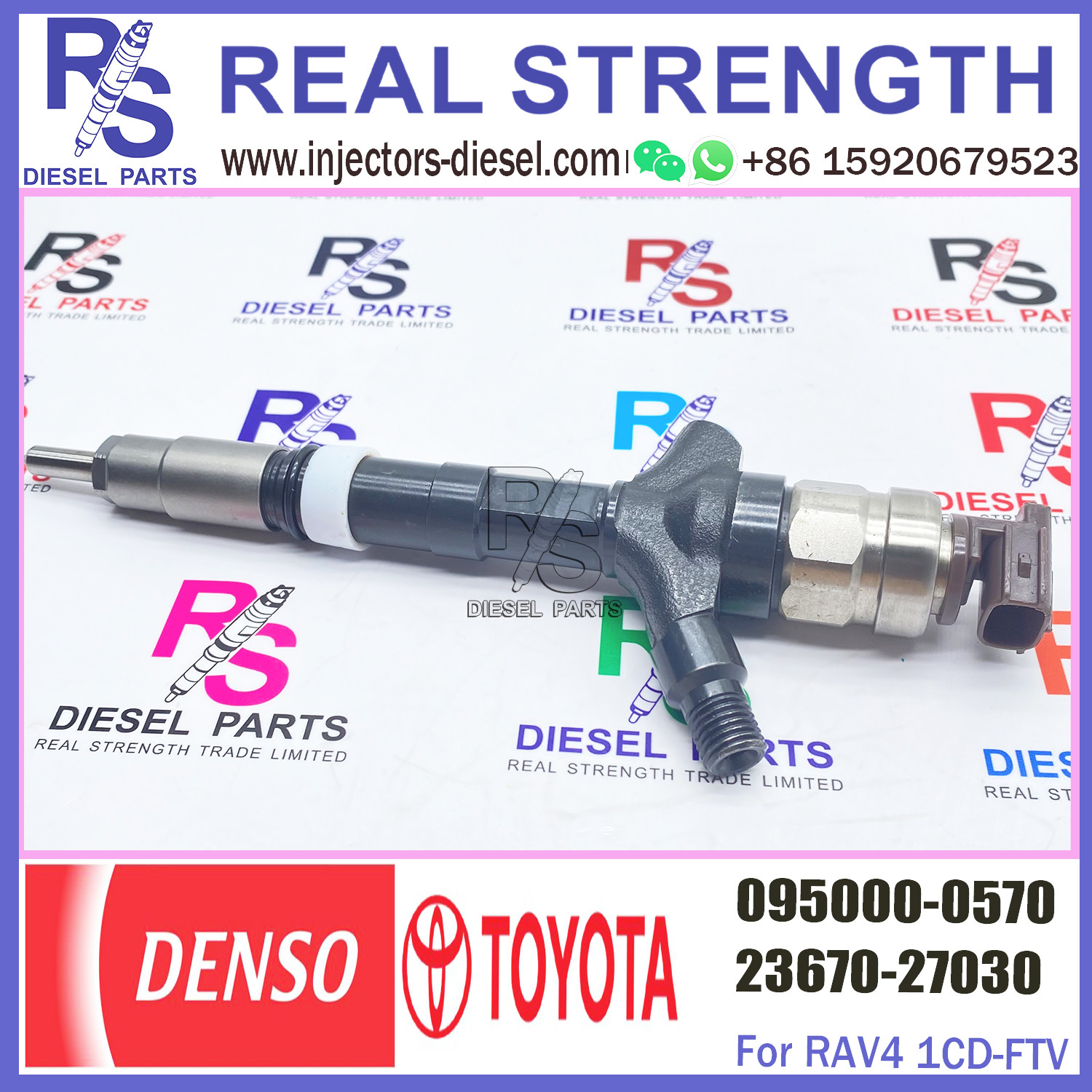 Common Rail Inyectores Engine Fuel Diesel Injectors Nozzles 23670-27030 095000-0570 For Toyota Rav4 2.0 D4D MK2 d4d