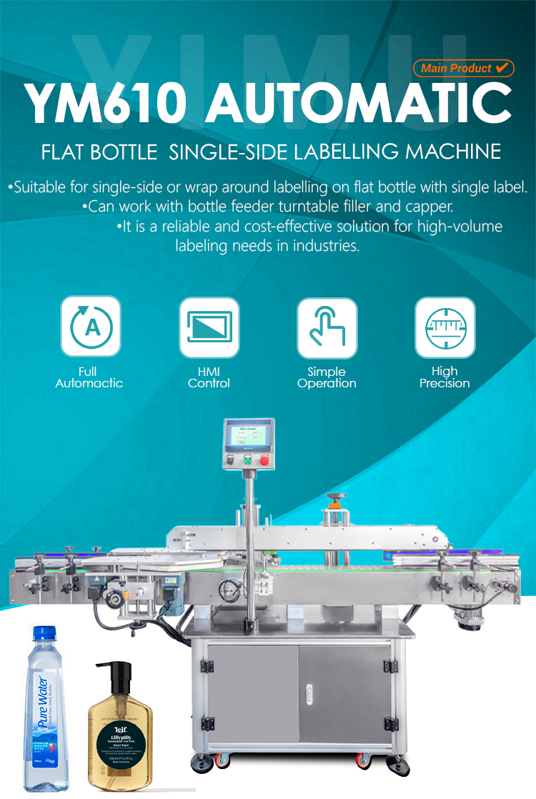 Flat Square Plastic Bottle Single Sticker One Side Label Applicator Machine Full Automatic