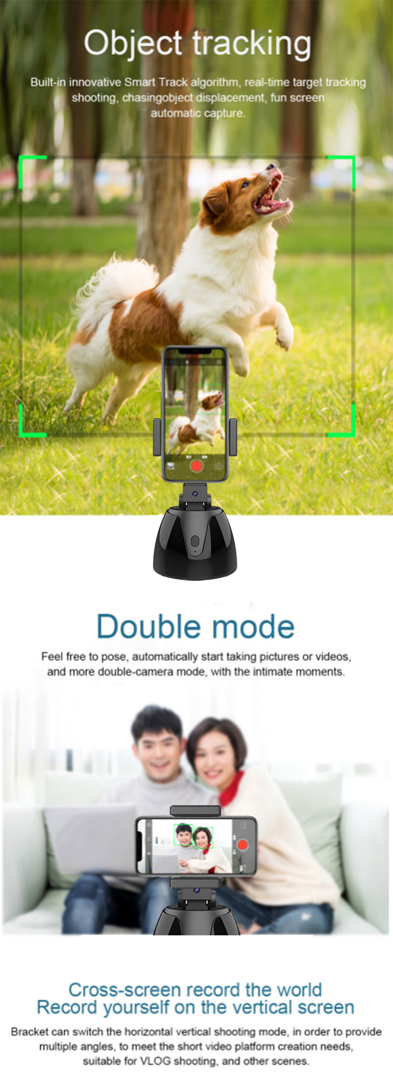 360 rotationauto vlog live tripod automatic mini self selfie stick video tracking object S-02
