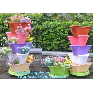 Stacking Flower Pot Tower Stackable Vertical Plastic Garden Planter Vegetable