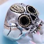 Retro Jewelry 925 Silver Golden Two Tones Skull Mens Ring (XH056039W)