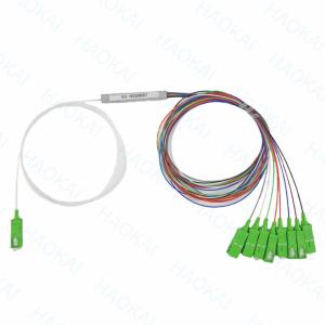 China FTTH 1x4 1x8 Fiber PLC Splitter Mini Steel Tube With SC APC Connector factory