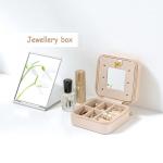 Mirrored Pu Leather Portable Travel Jewelry Case With Zipper Closure