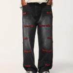 Streetwear Men′s Pant Blank Baggy Denim Distressed Vintage Stacked Flare Jeans