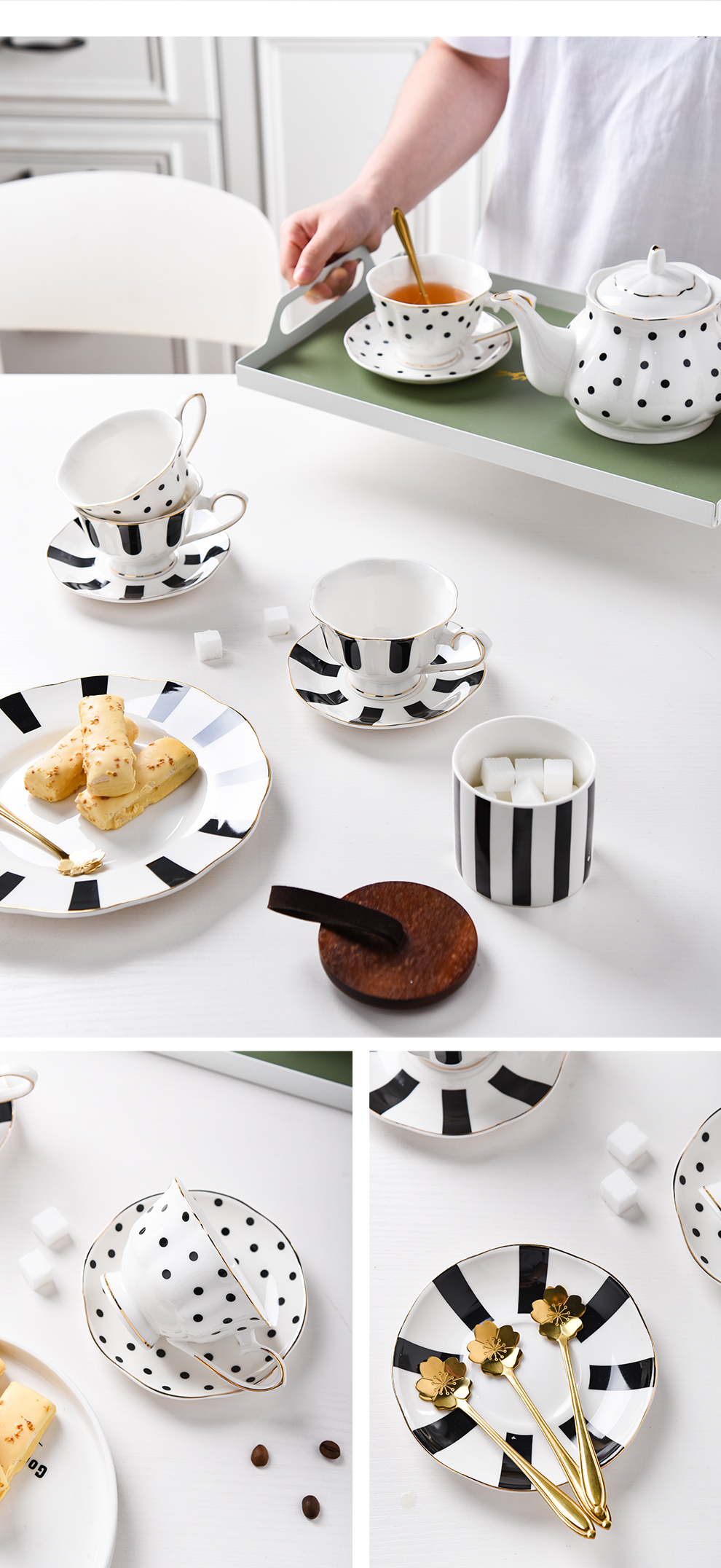 2024 Christmas Novelty Sustainable Luxury Ceramic Coffee Cup And Saucer Collection