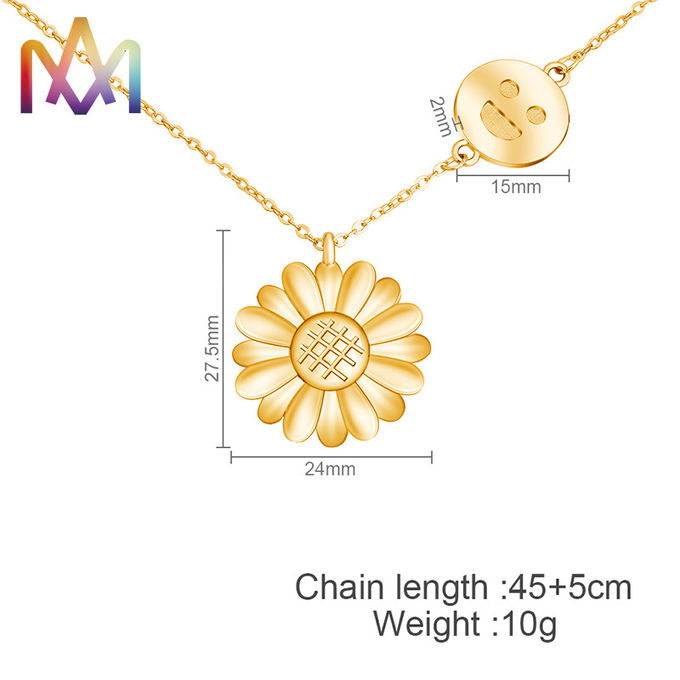 50CM Chain Smile Face Sunflower Necklace Choker