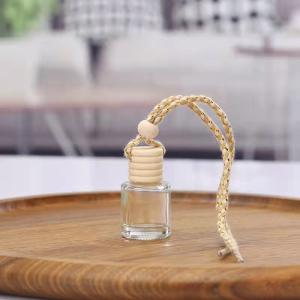 10 ml square empty glass handing car perfume bottle with wooden cap
