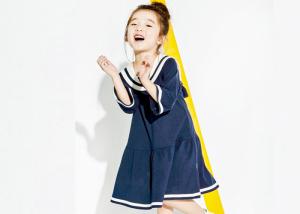 China Pretty Cotton Size 4 Kids Girls Clothes Jersey 3 4 Sleeve Girls Fall Dresses With Pocket factory
