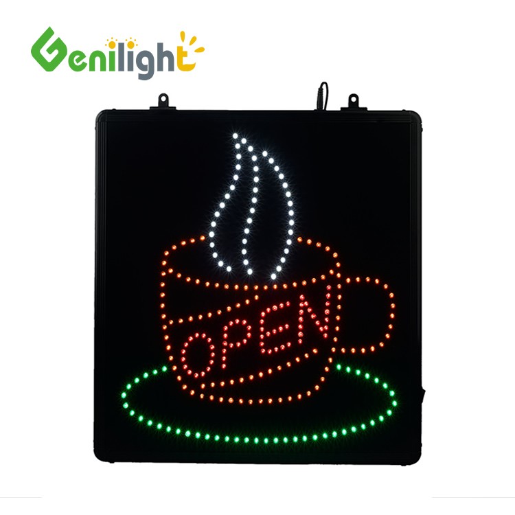 Genilight LED Open Sign For Coffee 53*45cm Screen Dimension CE RoHS LVD Certified