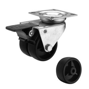China 2 Inch Top Plate Type Light Duty Twin Wheel Plastic Caster Wheels Low Profile OEM factory