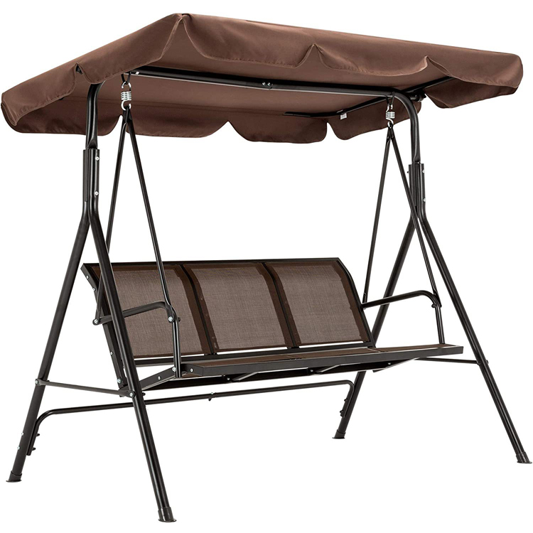 Outdoor Furniture Adult Metal Teslin Fabric 3 Seater Hammock Swing Chair with Canopy