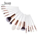 Jessup 15pcs White/Rose gold Makeup Brush Set Natural Soft Bristles Factory