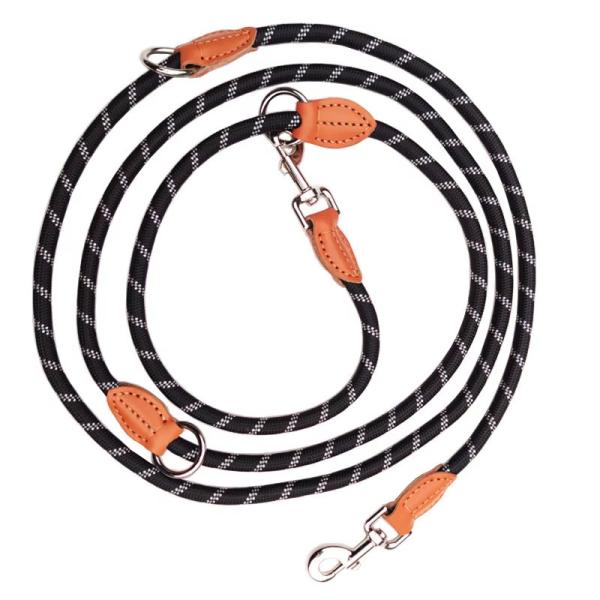 China Reflective Heavy Duty Nylon Dog Leash Hands Free Nylon Pet Leashes Solid With Adjustable Waist Belt factory
