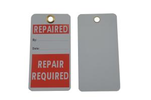 China Repair Cardstock Plastic Safety Tag Height 5 3/4 In Width 3 In White factory