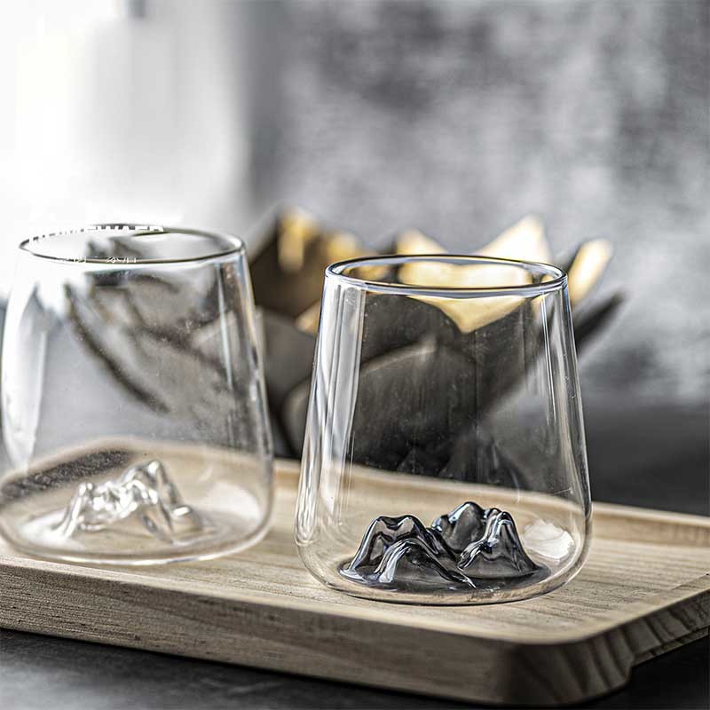 Mountain Shaped Whisky Glass Cup high borosilicate 400ml