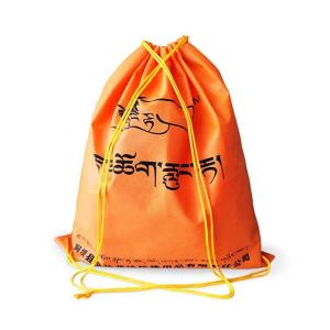 China Grocery Printed Drawstring Bag 110Gsm Breathable With Soft Feeling factory