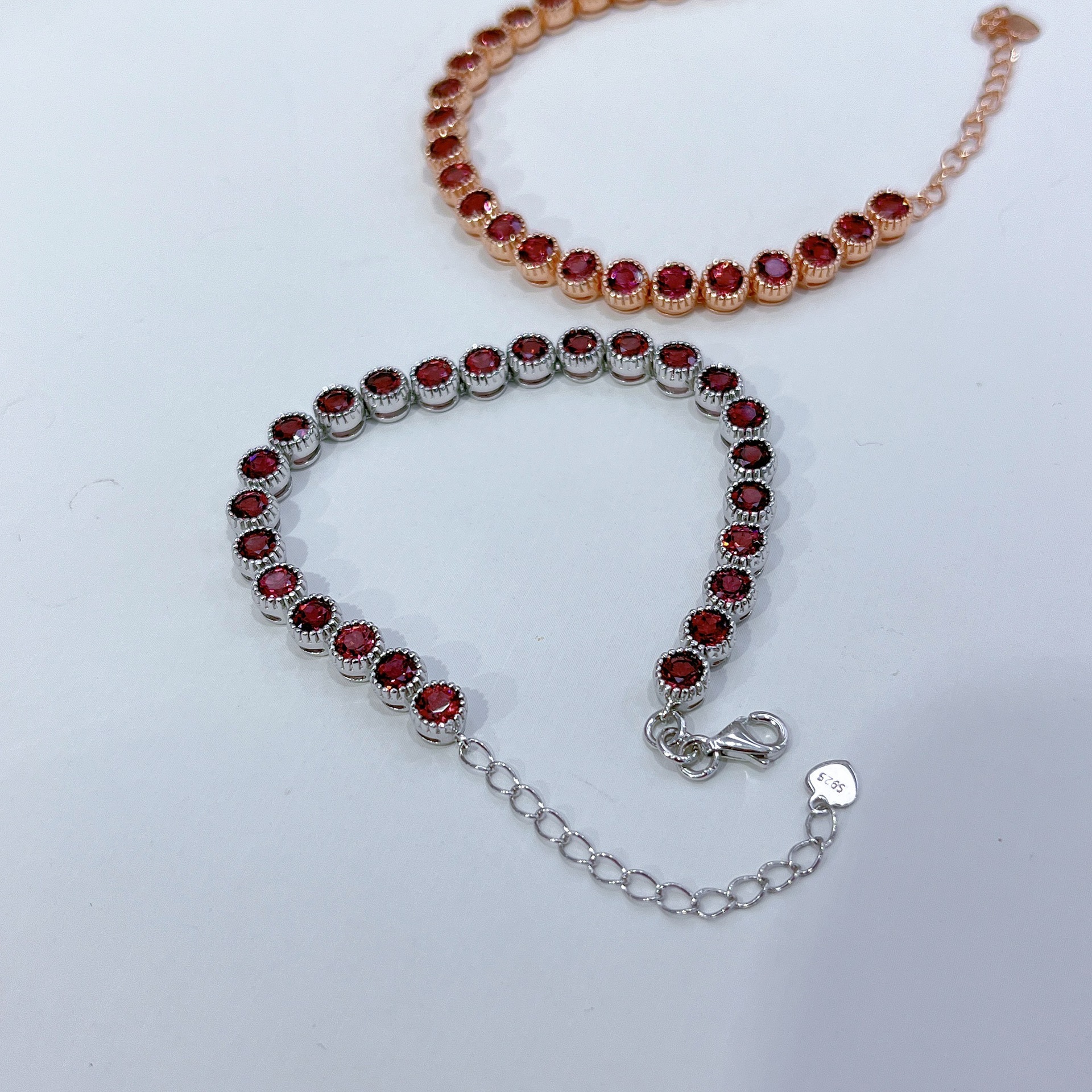 Feng Shui Purification JINGHUA Energy Protection Fortune New S925 Silver Plated Platinum Rose Gold Inlaid Magnesium Aluminum Garnet Bracelet 4*6mm