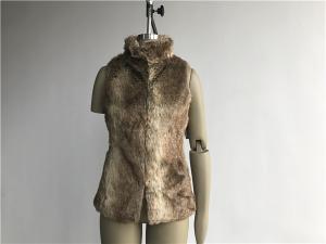 China Natural Flax Color Ladies Faux Fur Coats With Funnel Neck Multi Size TW76418 factory