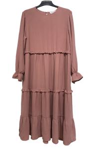 China Round Neck Ladies Plus Size Long Sleeve Dresses / Womens Flounce Summer Clothes factory
